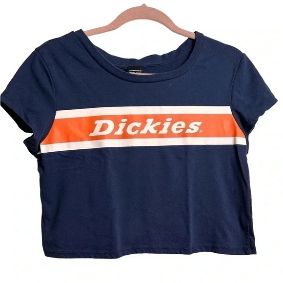 Dickies crop top tshirt, XL, navy blue with classic logo - Picture 3 of 8
